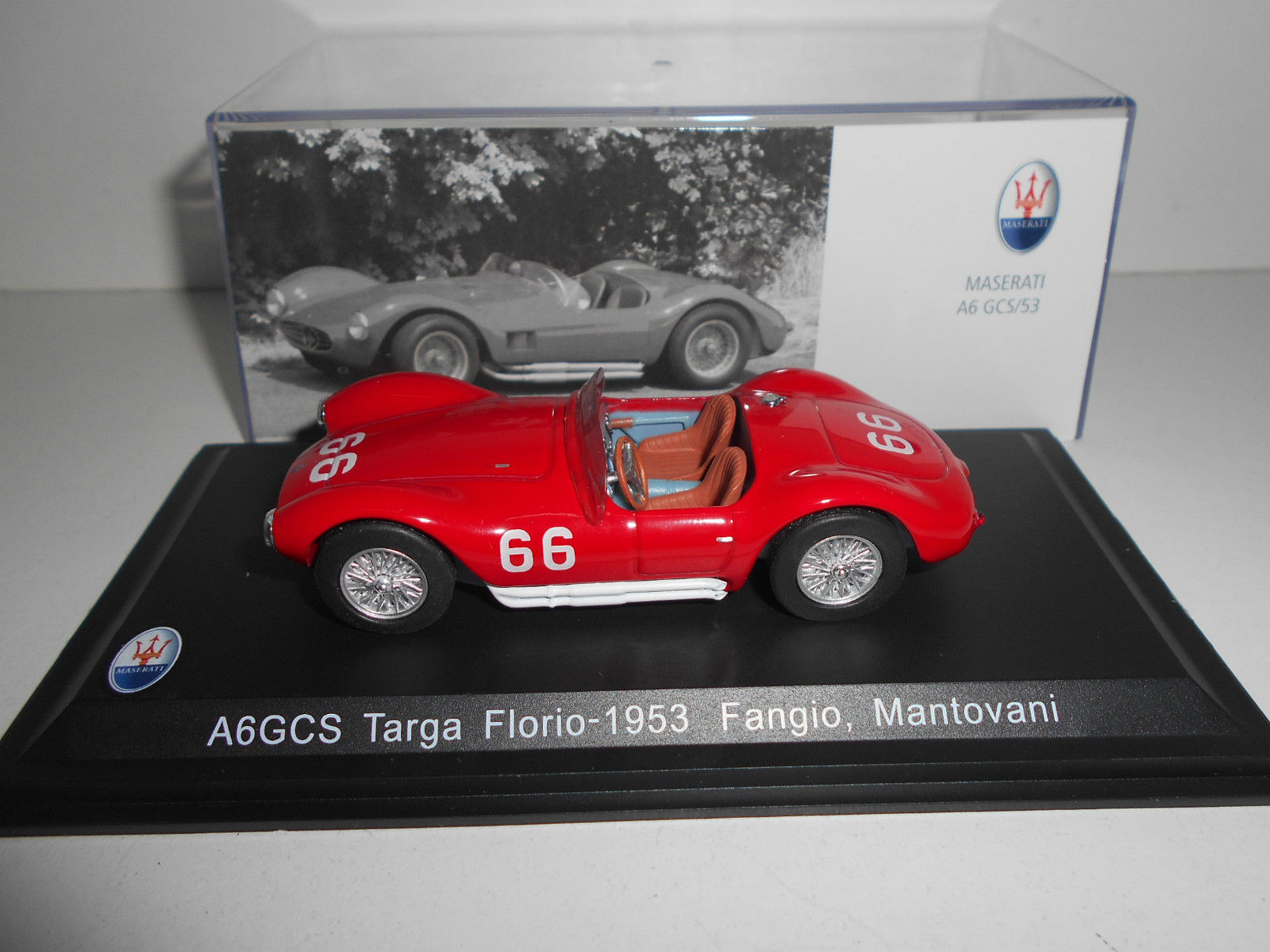 Mantovani red Scale model car 1:43 Maserati A6GCS Targa Florio 1953 Fangio 
