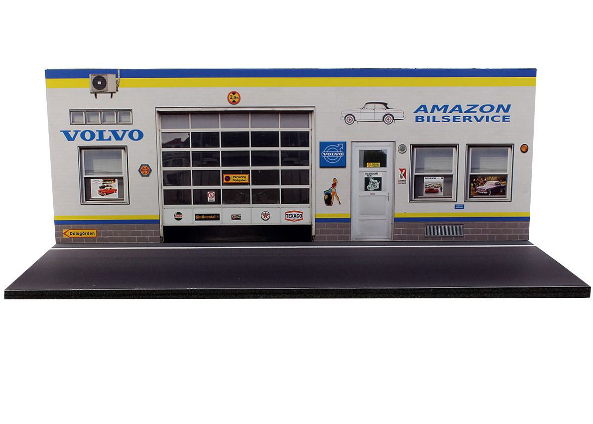 Volvo diorama garage 'Amazon bilservice' 1:43