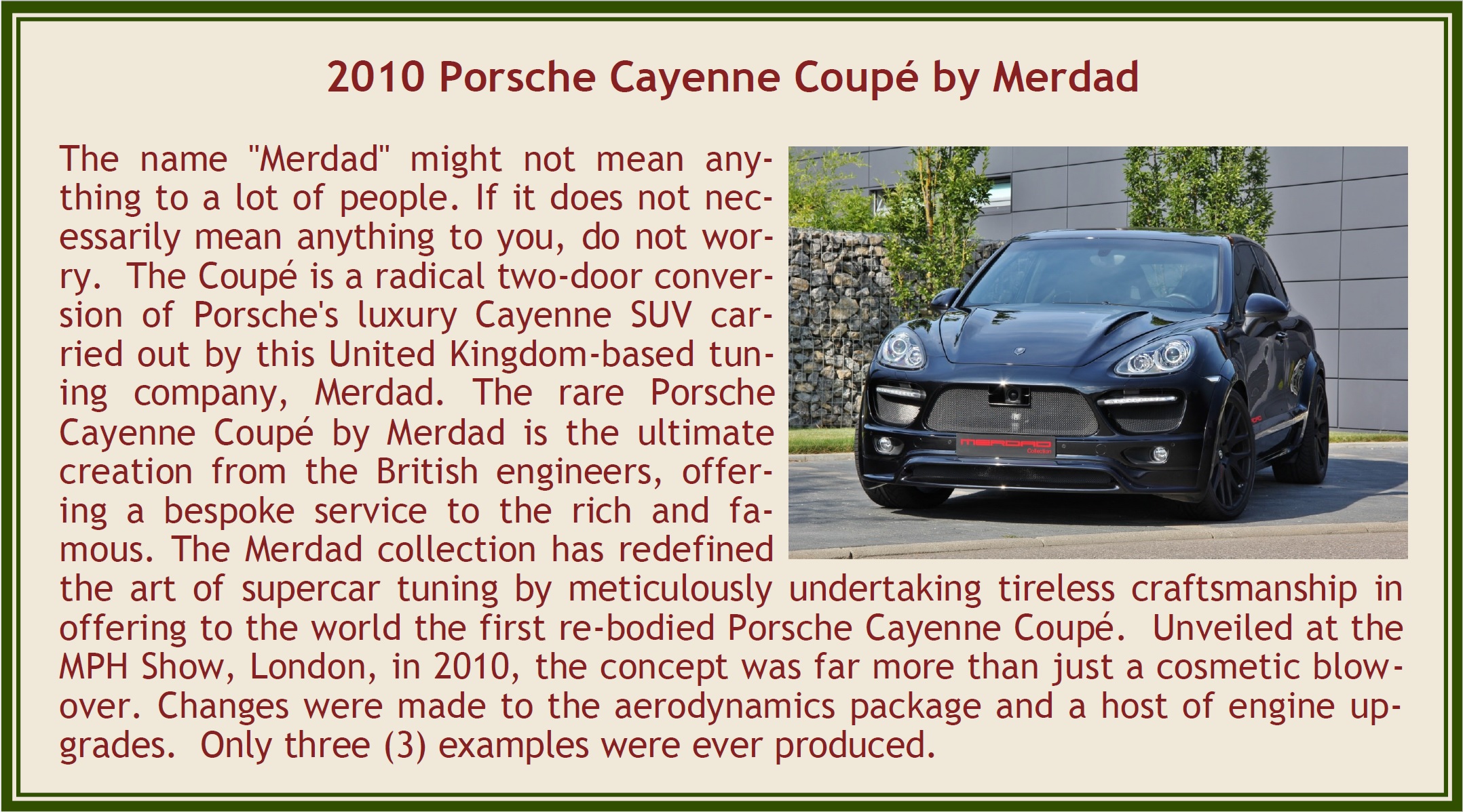 Porsche Cayenne 2 door Coupe by Merdad 2010 black 1:43 - Image 5