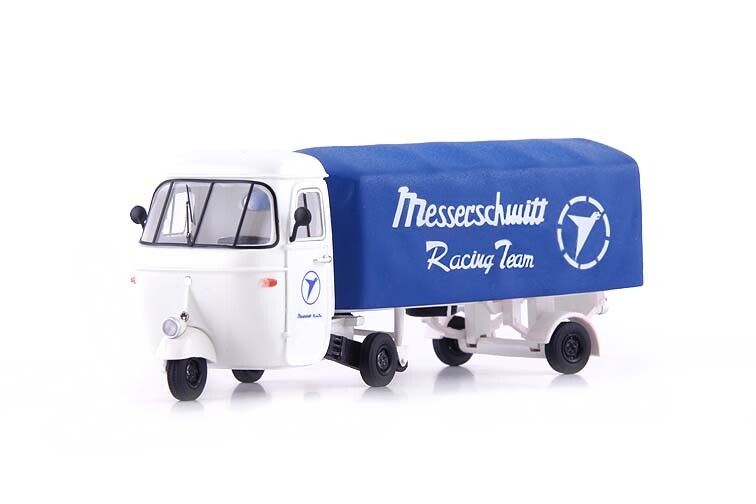 AutoCult 1:43 Piaggio Ape Pentaro Course Auto Transporteur 1961 blanche / bleu 08016 modèle