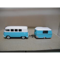 Volkswagen Bus T1 + caravan blue/white 1:43