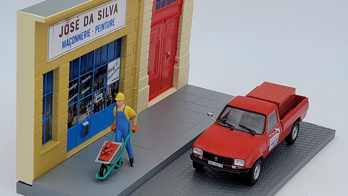 Peugeot 504 pick-up Dangel diorama Jose da Silva 1:43