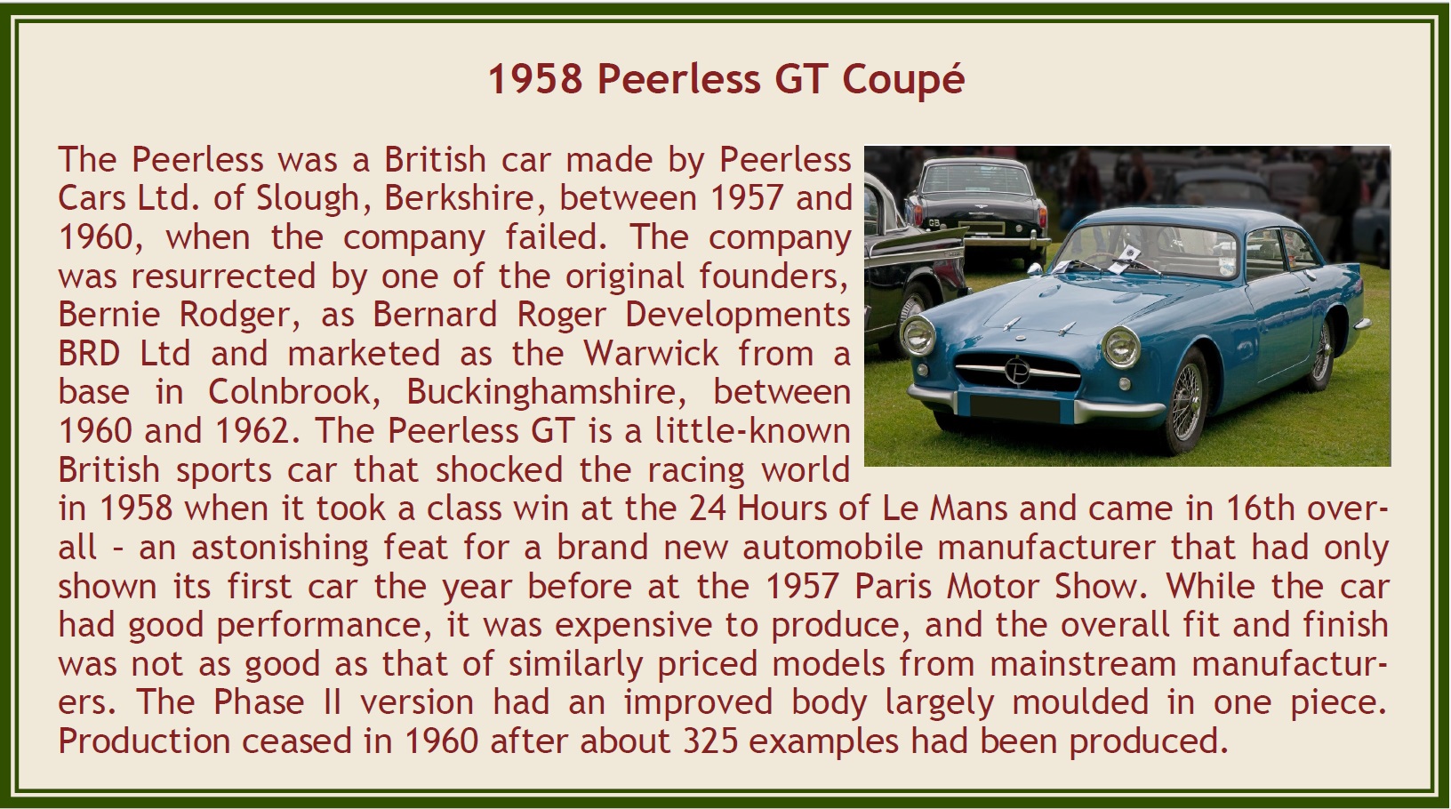 Esval EMEU43007E Coupé Peerless GT de 1957 Bleu 1/43