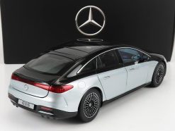 Alternative view of Mercedes-Benz EQS with working lights obsidian black / hightech silver  1:18